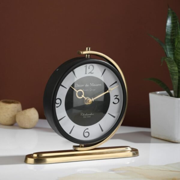Aluminum Aleksi Table Clock in Gold